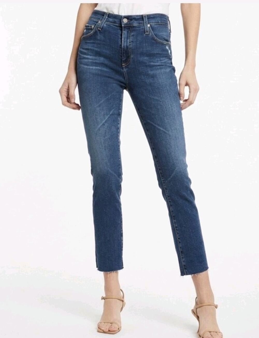 AG Adriano Goldschmied Women's Mari Crop High-Rise Slim Straight Jeans Size 6/28